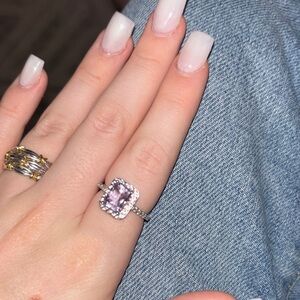 Elegant Silver and Pink Gemstone Ring